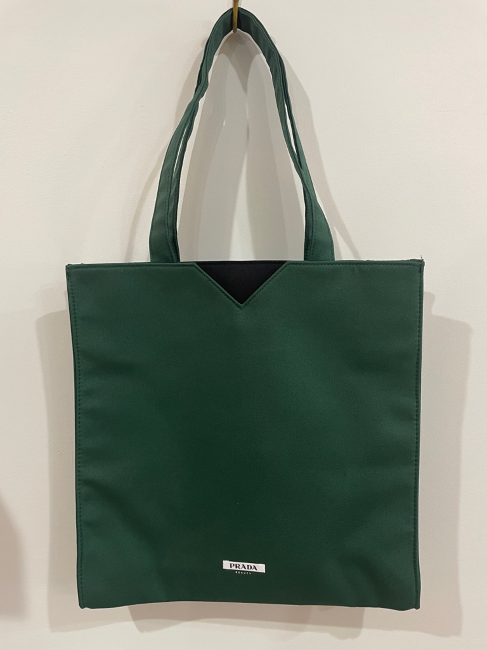 ☔️ PRADE Dark Green Tote with Black Accent WITH DUST BAG!